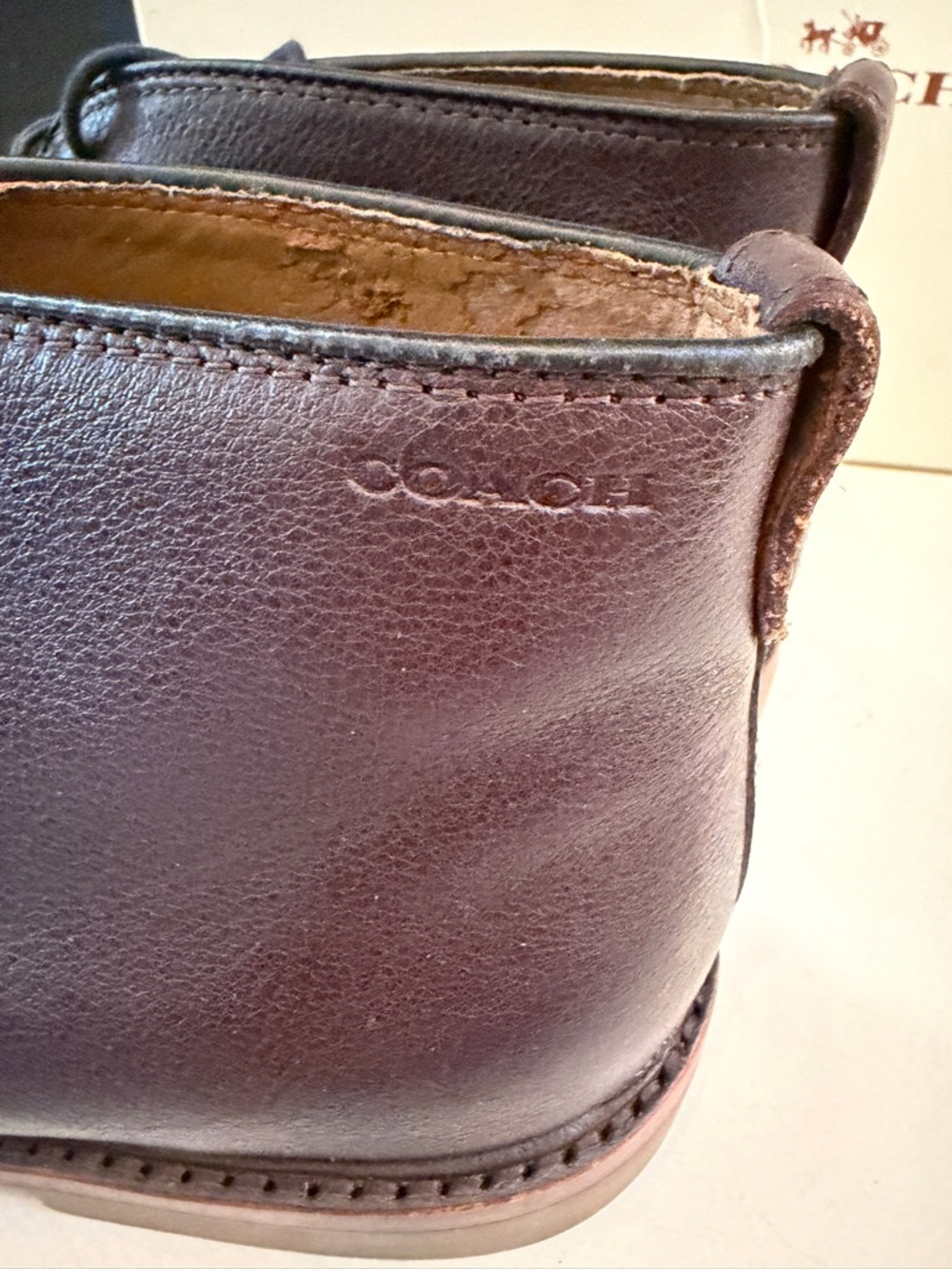 Coach Men's Dark Brown Leather Gavin Mudstone Boots - Picture 5 of 7